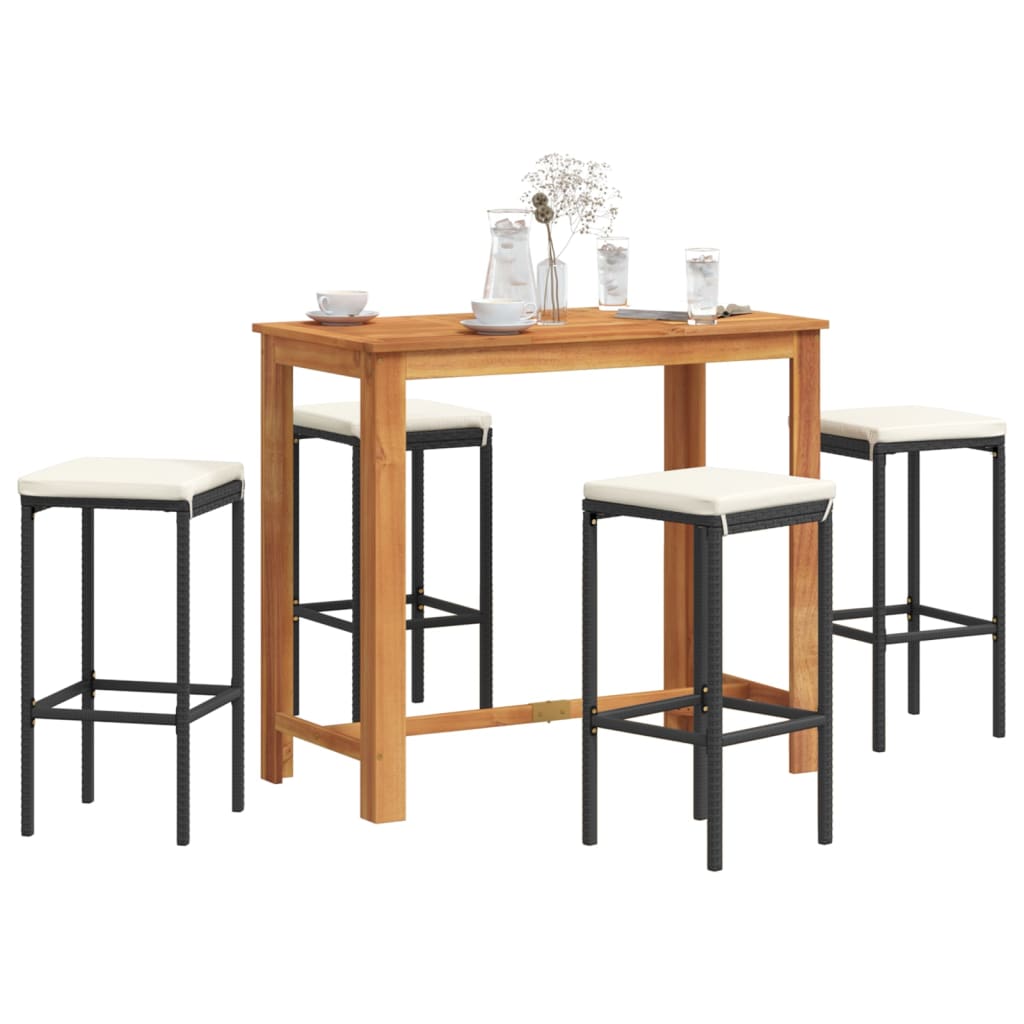 Ensemble De Bar De Jardin 5 Pcs Bois Massif Acacia Rotin