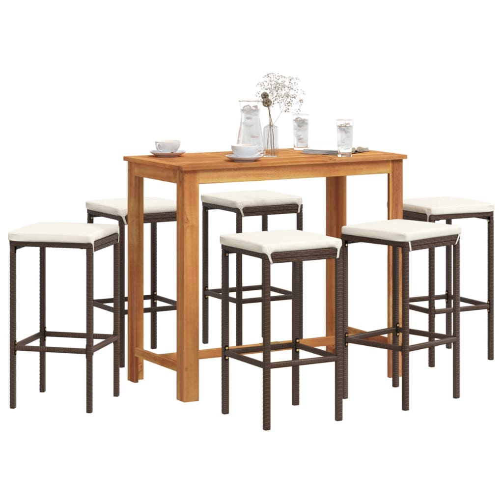 Ensemble De Bar De Jardin 5 Pcs Bois Massif Acacia Rotin